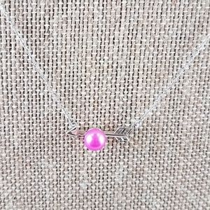 Sterling Silver Arrow Necklace With Pink Pearl